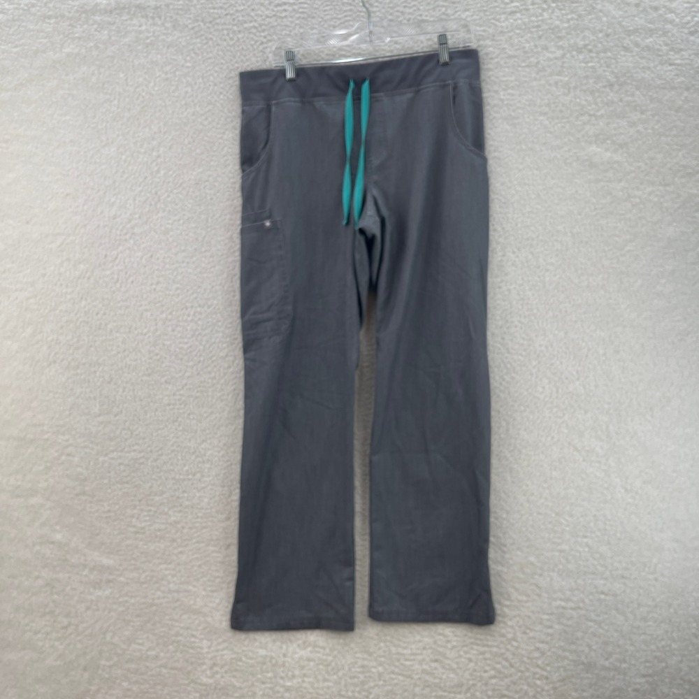 FIGS Scrub Pants Womens M Gray Teal Kade Straight Leg Nurse Doctor Vet Medical